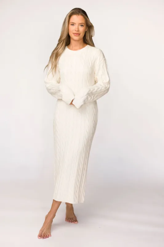Winslet Cable Knit Maxi Dress in Cream (Almost Sold Out) *Final-Sale* sold by Worth Collective