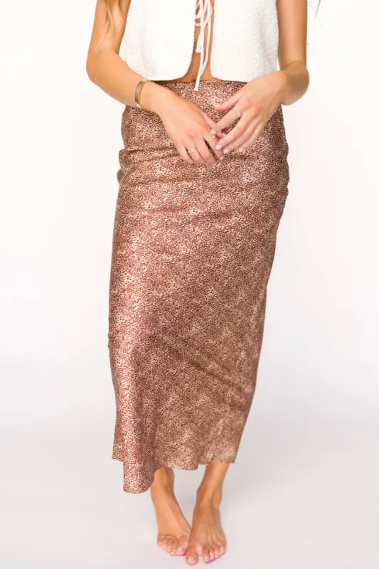 Wild Side Leopard Skirt in Taupe sold by Worth Collective