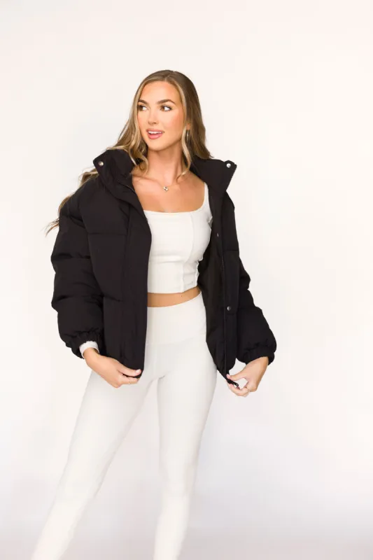 Jasmine Oversized Puffer Jacket in Black sold by Worth Collective