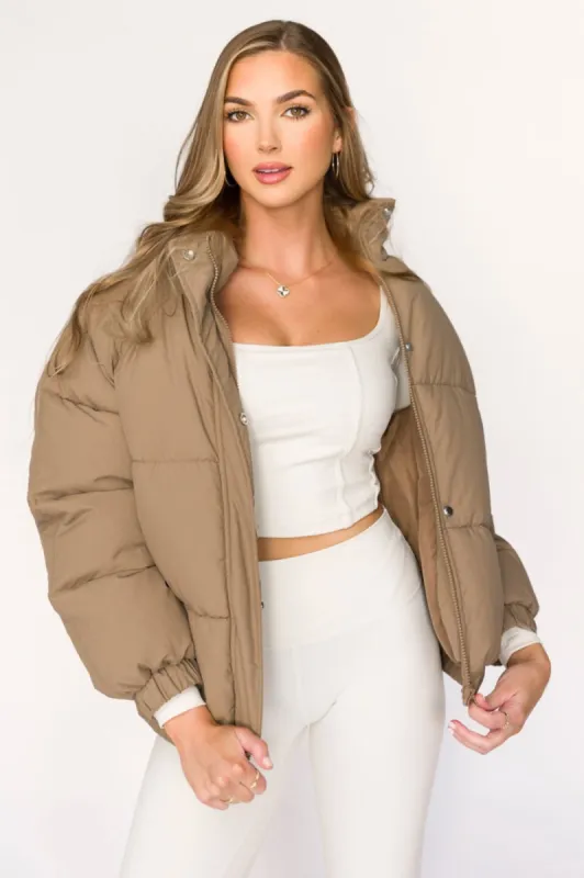 Jasmine Oversized Puffer Jacket in Khaki sold by Worth Collective