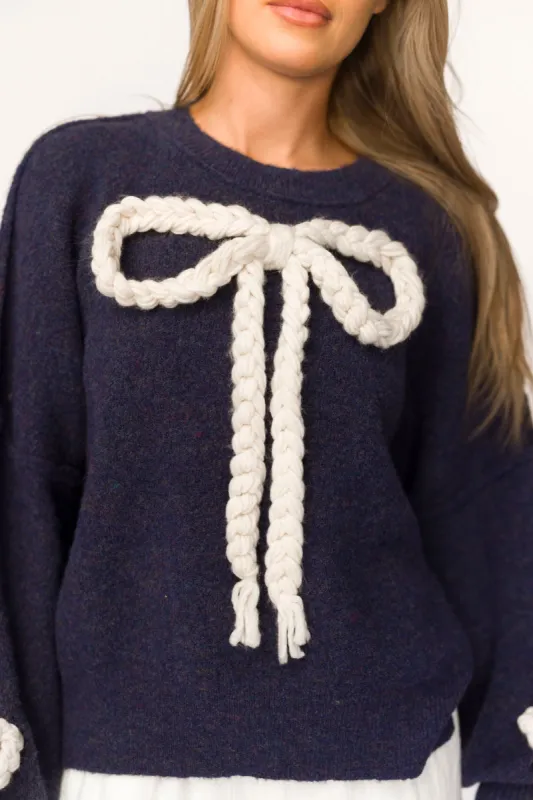 Clara Oversized Pullover Sweater in Navy *Final-Sale* sold by Worth Collective