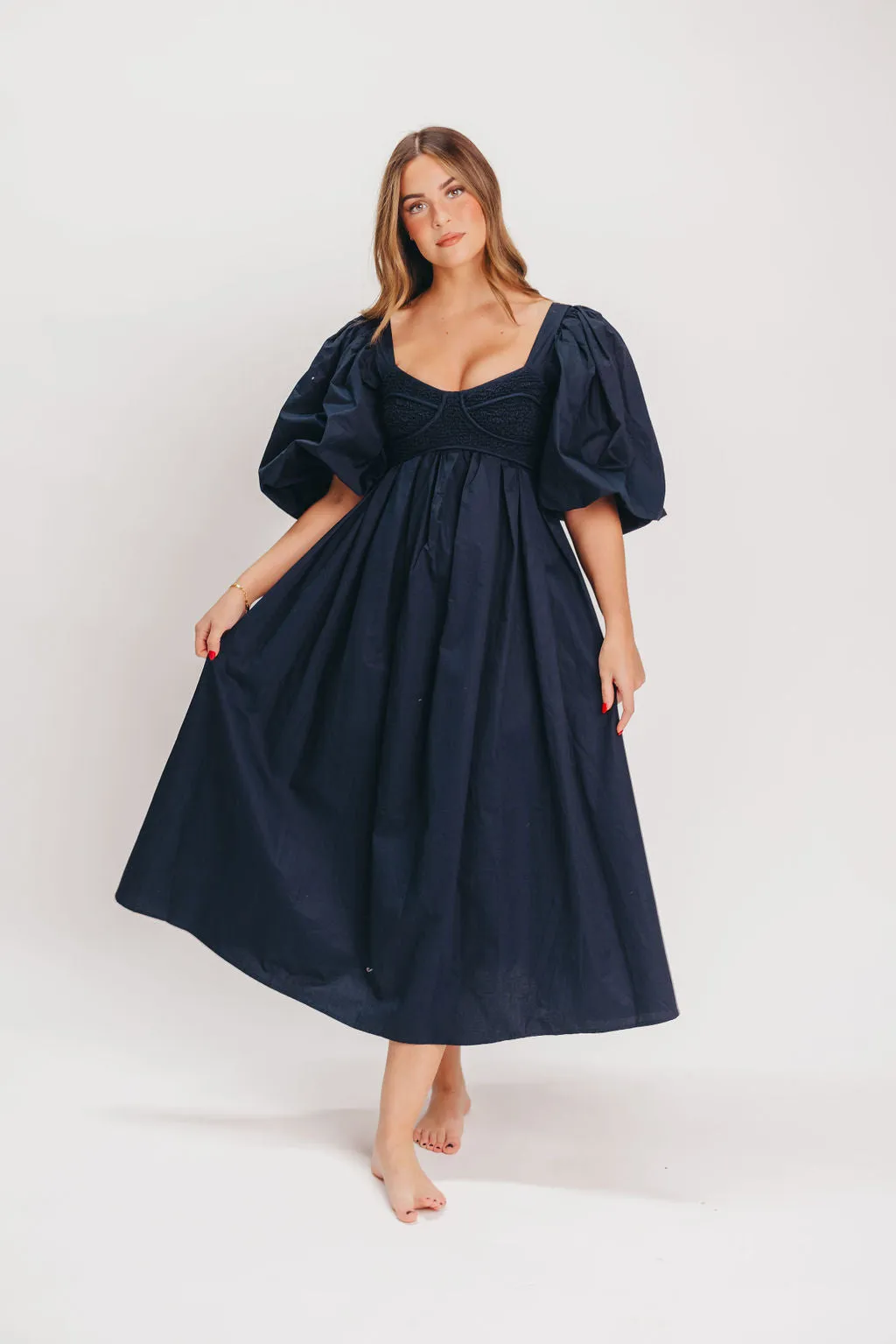 Harlow Maxi Dress in Navy - Bump Friendly sold by Worth Collective product image thumbnail 5