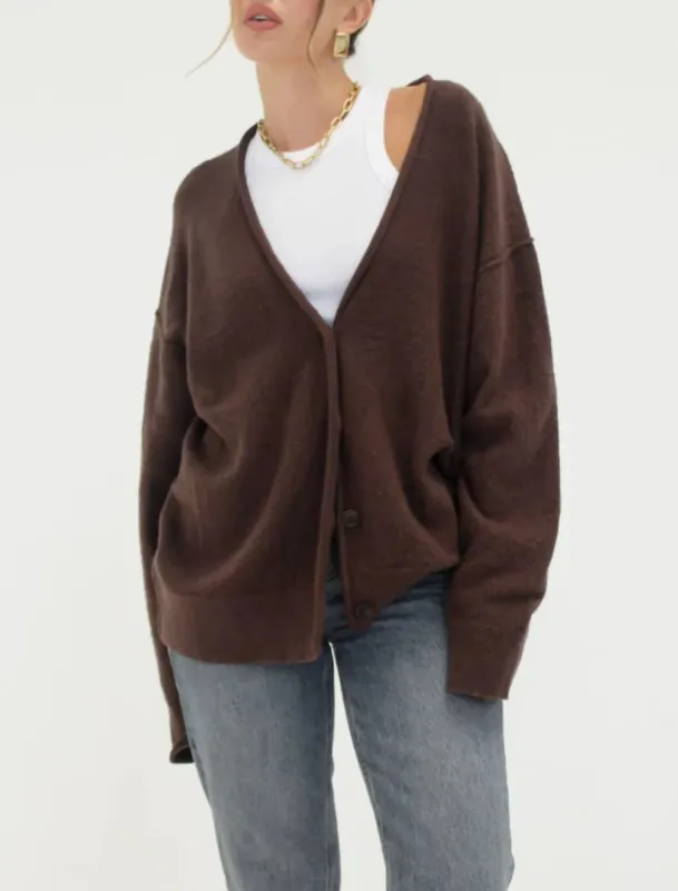 Rumored Longline Cardigan in Espresso sold by Worth Collective