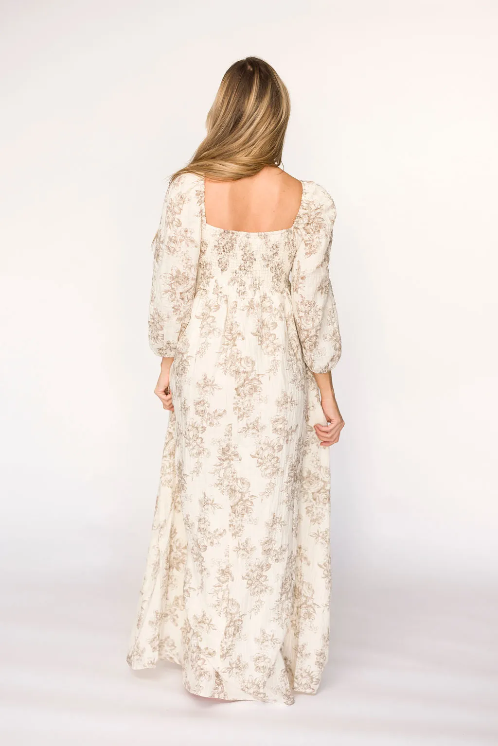 Peyton 100% Cotton Maxi Dress in Brown Floral - Bump Friendly sold by Worth Collective product image thumbnail 5