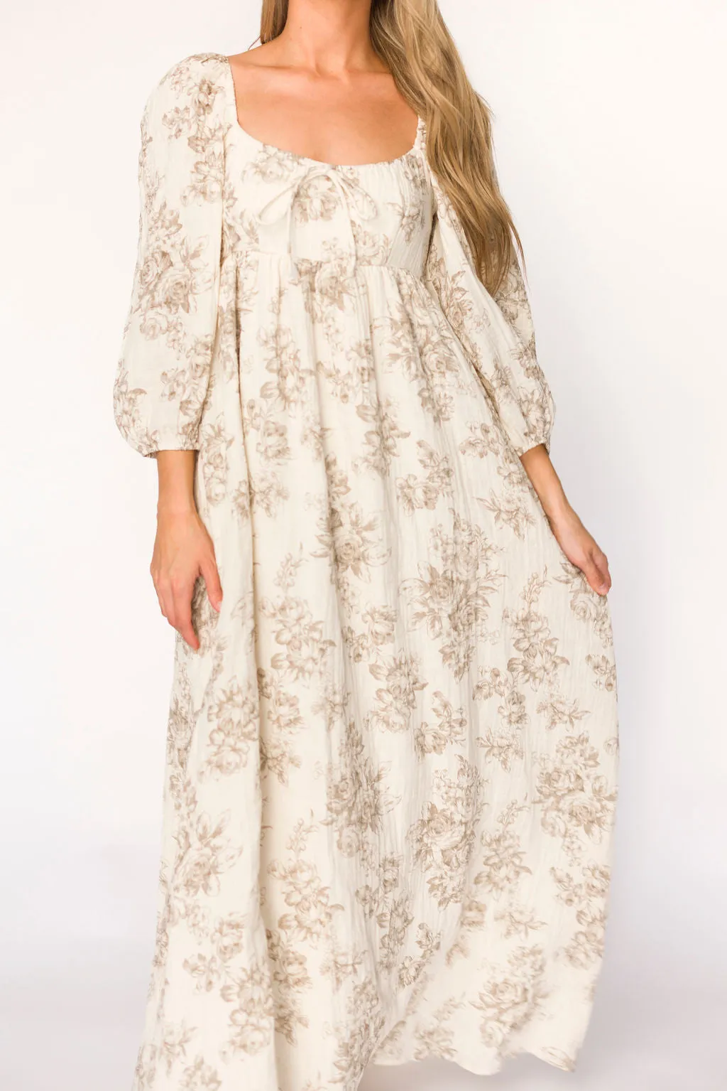 Peyton 100% Cotton Maxi Dress in Brown Floral - Bump Friendly sold by Worth Collective