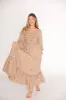 Emmie Embroidered Floral Maxi Dress in Grey-Taupe - Bump Friendly sold by Worth Collective