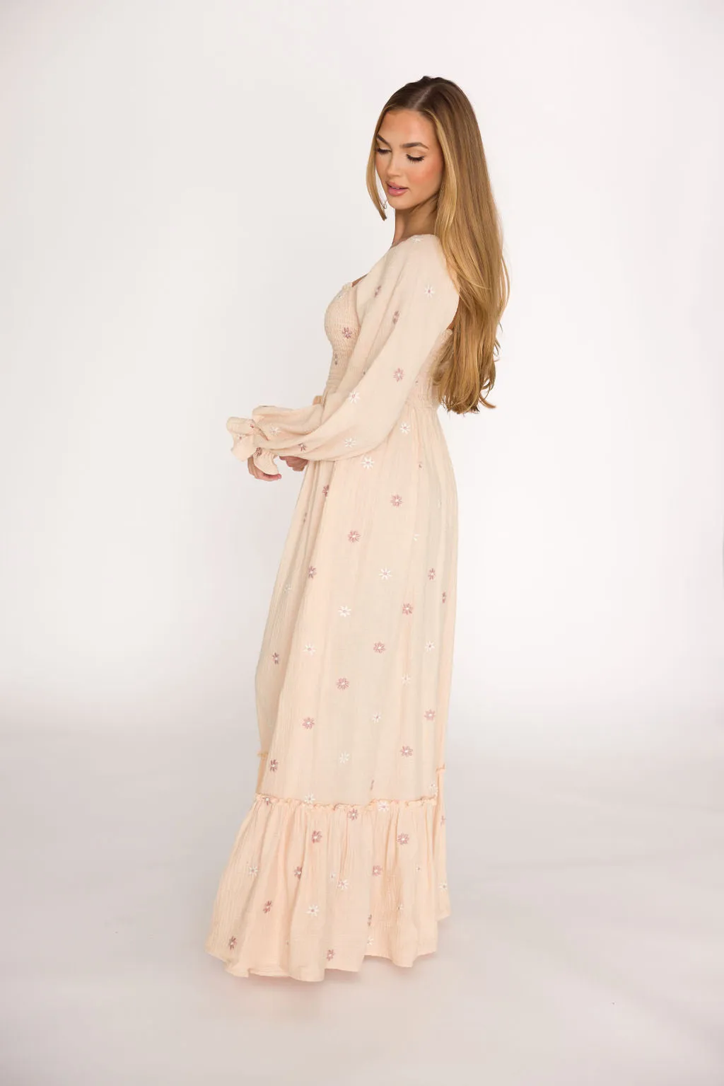 Emmie Embroidered Floral Maxi Dress in Cream sold by Worth Collective product image thumbnail 3
