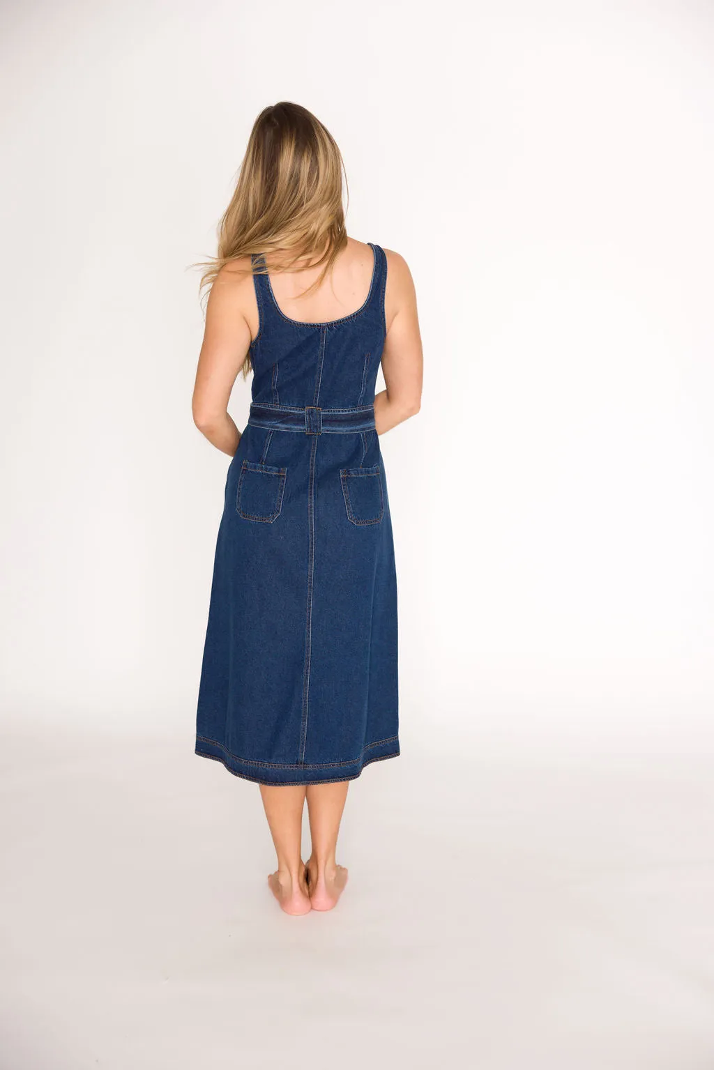 Samantha Belted Midi Dress in Denim sold by Worth Collective product image thumbnail 5