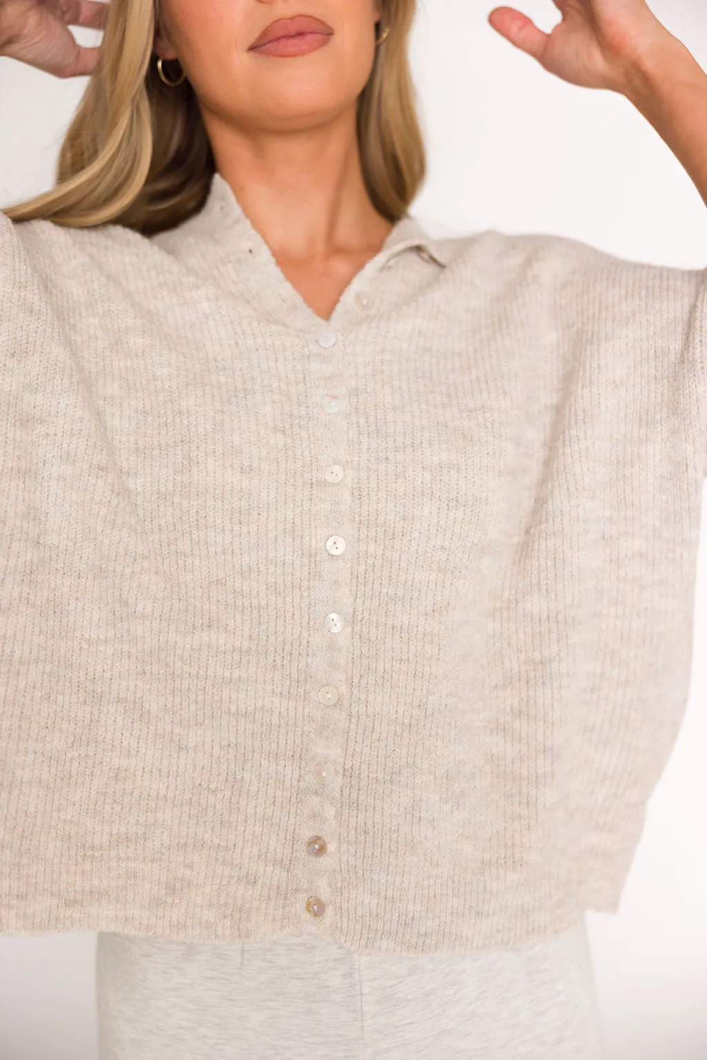 Cherie Button Down Cardigan in Oatmeal sold by Worth Collective product image thumbnail 3