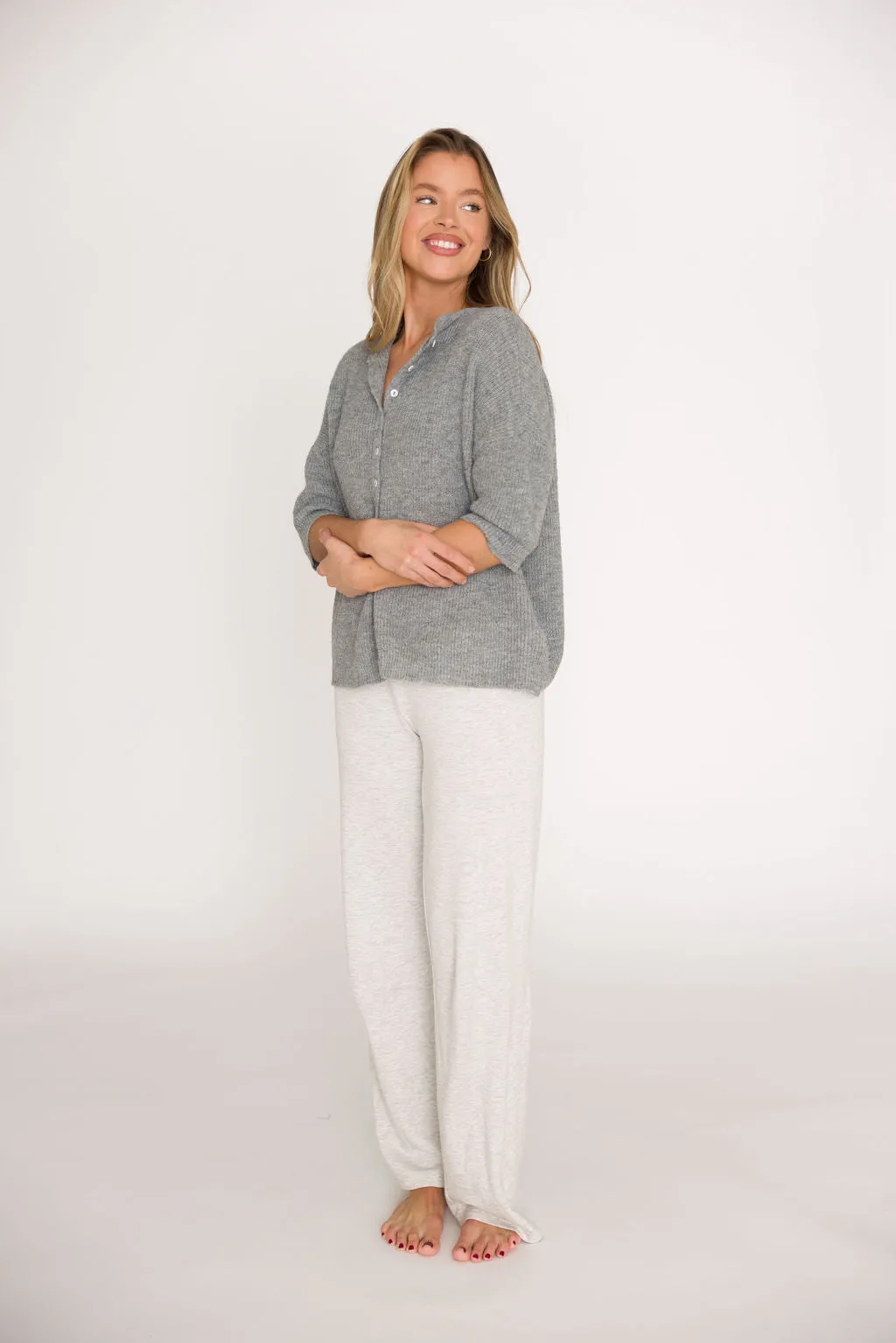 Cherie Button Down Cardigan in Heather Grey sold by Worth Collective product image thumbnail 4