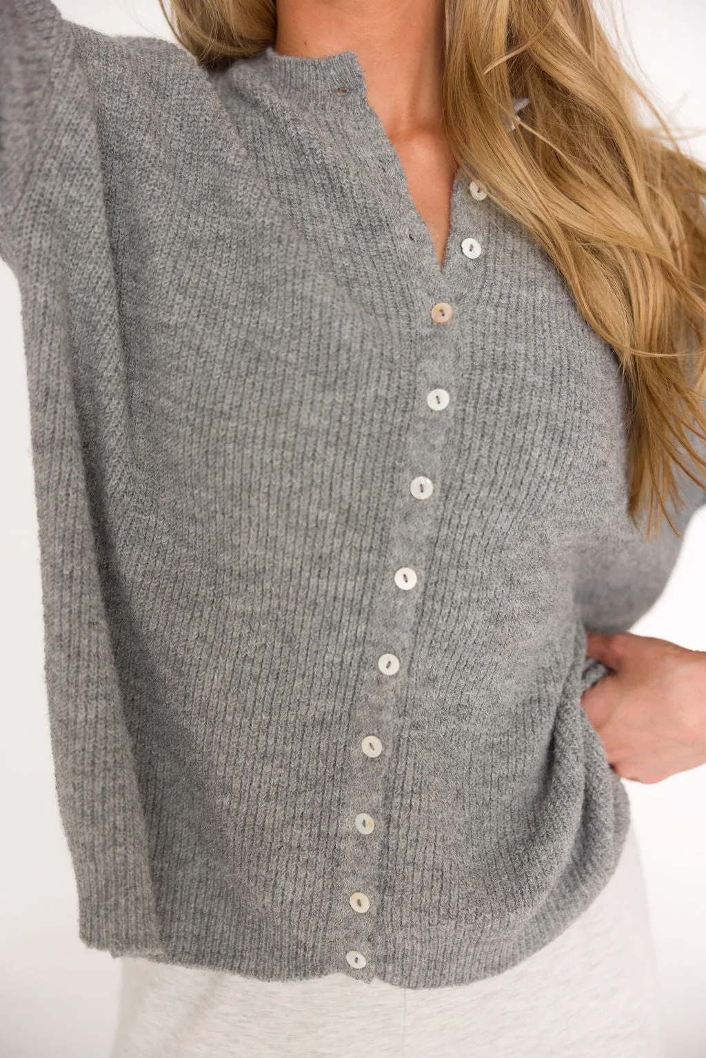 Cherie Button Down Cardigan in Heather Grey sold by Worth Collective product image thumbnail 2