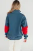 Apres Colorblocked Quarter Zip Pullover in Vintage Navy sold by Worth Collective
