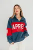 Apres Colorblocked Quarter Zip Pullover in Vintage Navy sold by Worth Collective
