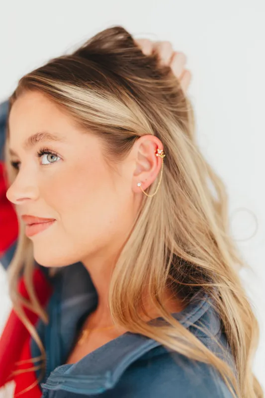 Enchanted Wings Ear Cuff and Stud in Gold sold by Worth Collective