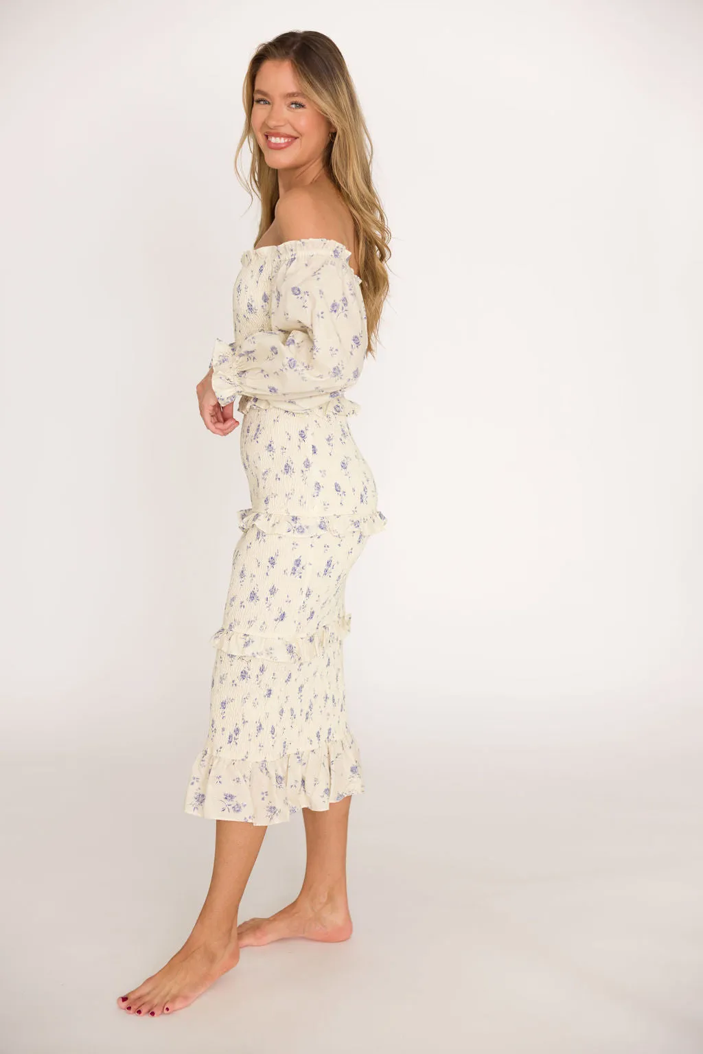 The Chloe Midi Dress in Blue - Bump Friendly *Final-Sale* sold by Worth Collective product image thumbnail 2
