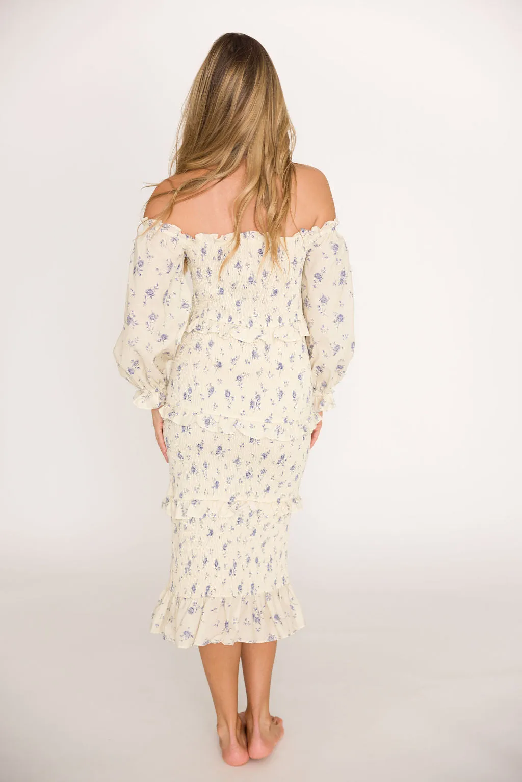 The Chloe Midi Dress in Blue - Bump Friendly *Final-Sale* sold by Worth Collective product image thumbnail 5