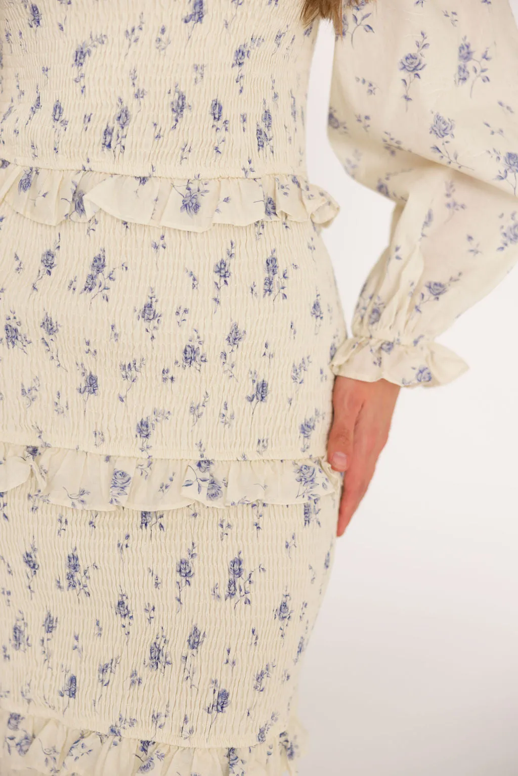 The Chloe Midi Dress in Blue - Bump Friendly *Final-Sale* sold by Worth Collective product image thumbnail 3