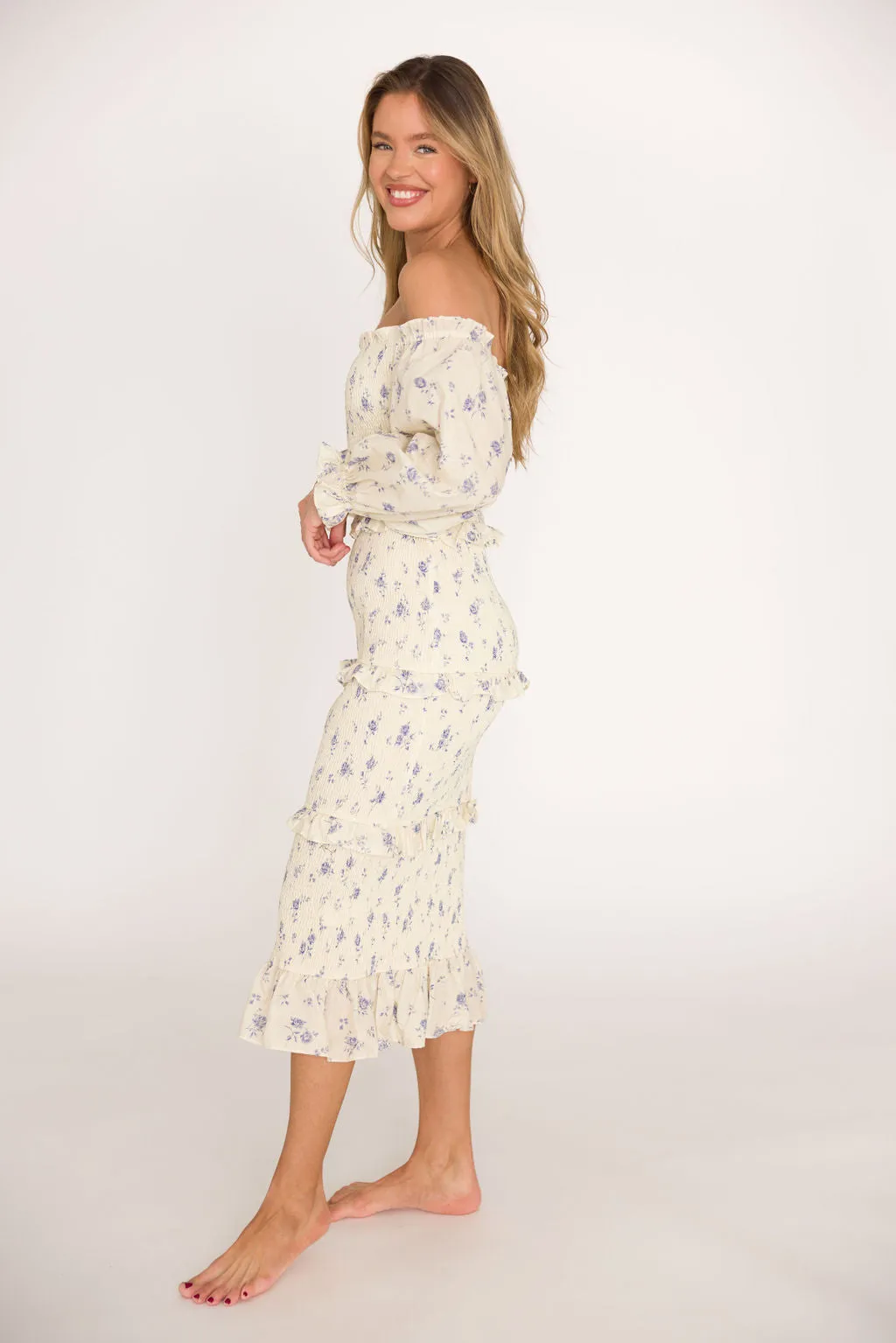 The Chloe Midi Dress in Blue - Bump Friendly *Final-Sale* sold by Worth Collective product image thumbnail 4