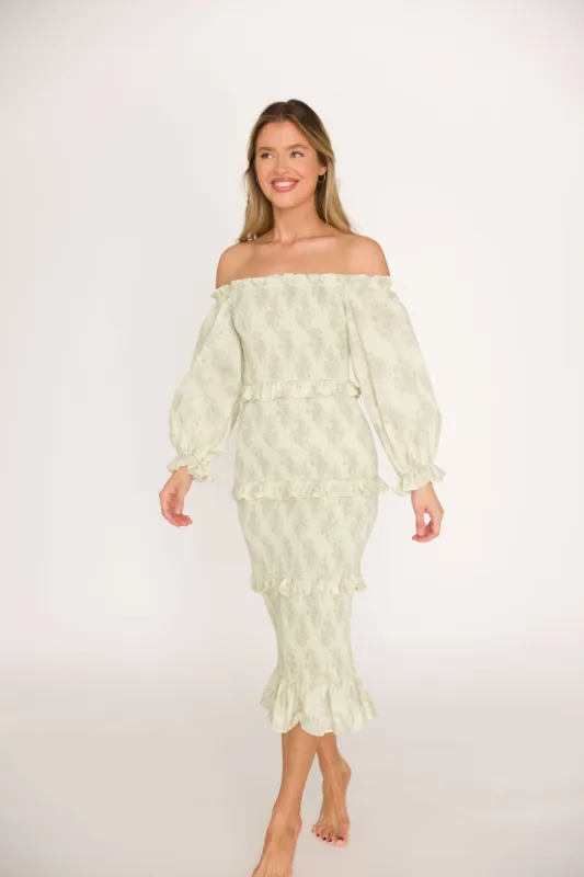 The Chloe Midi Dress in Sage - Bump Friendly sold by Worth Collective