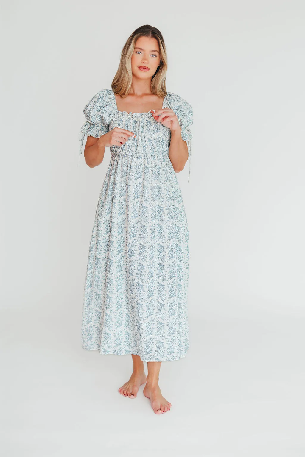 100% Cotton Savanna Steppe Dress in Blue- Bump Friendly & Inclusive Sizing sold by Worth Collective product image thumbnail 3