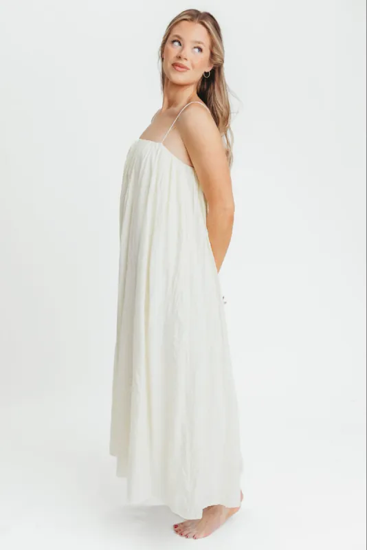 Becca Tube Neck Spaghetti Strap Maxi Dress in Cream - Bump Friendly sold by Worth Collective