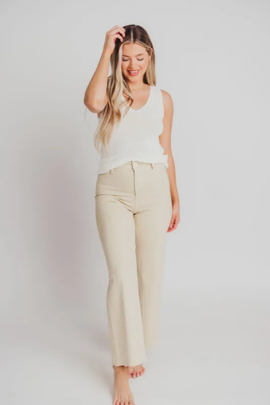 Corin Straight Wide Leg Denim Pants in Beige sold by Worth Collective