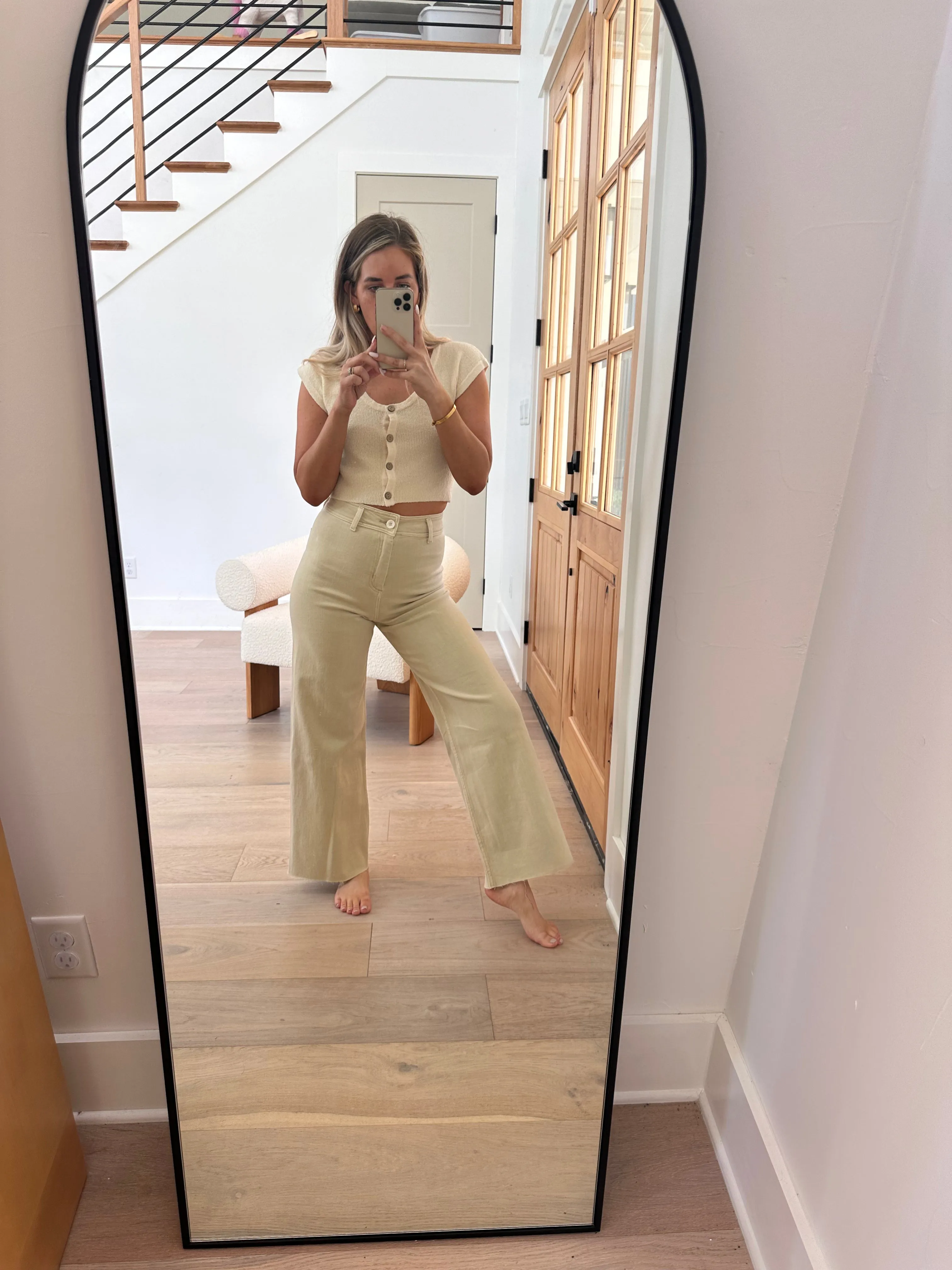 Corin Straight Wide Leg Denim Pants in Beige sold by Worth Collective product image thumbnail 3