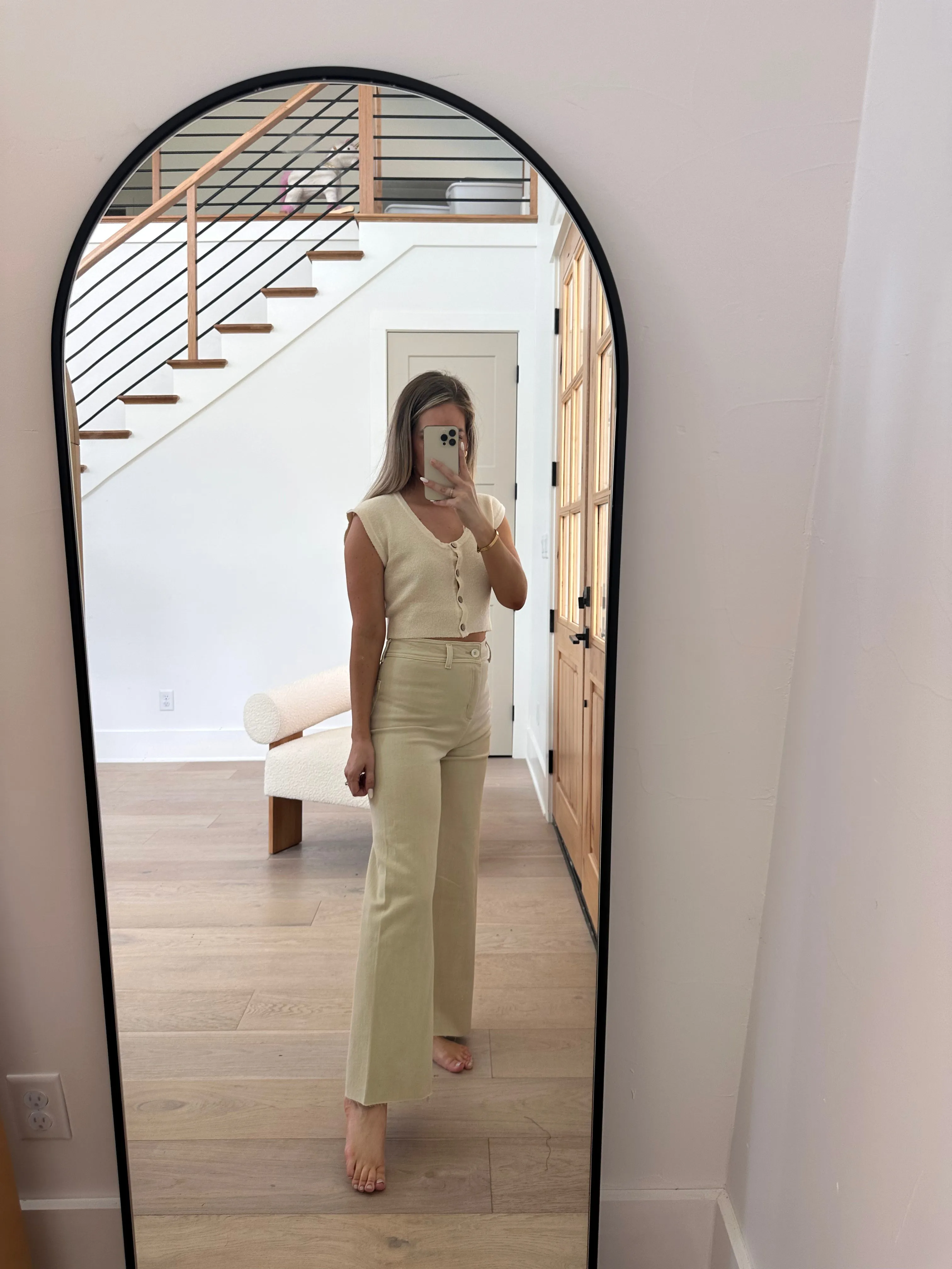 Corin Straight Wide Leg Denim Pants in Beige sold by Worth Collective product image thumbnail 2