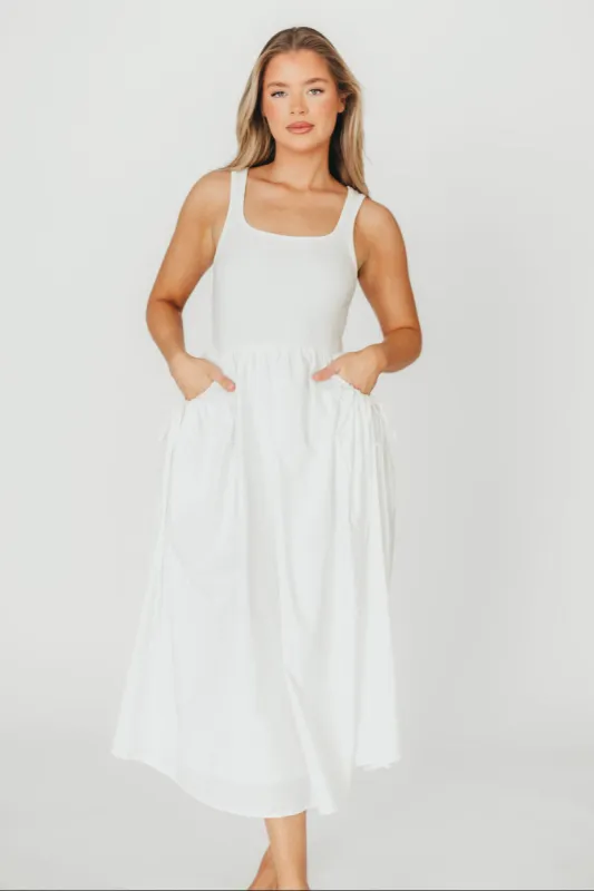 Lucca Midi Dress in Off-White *Final-Sale* sold by Worth Collective