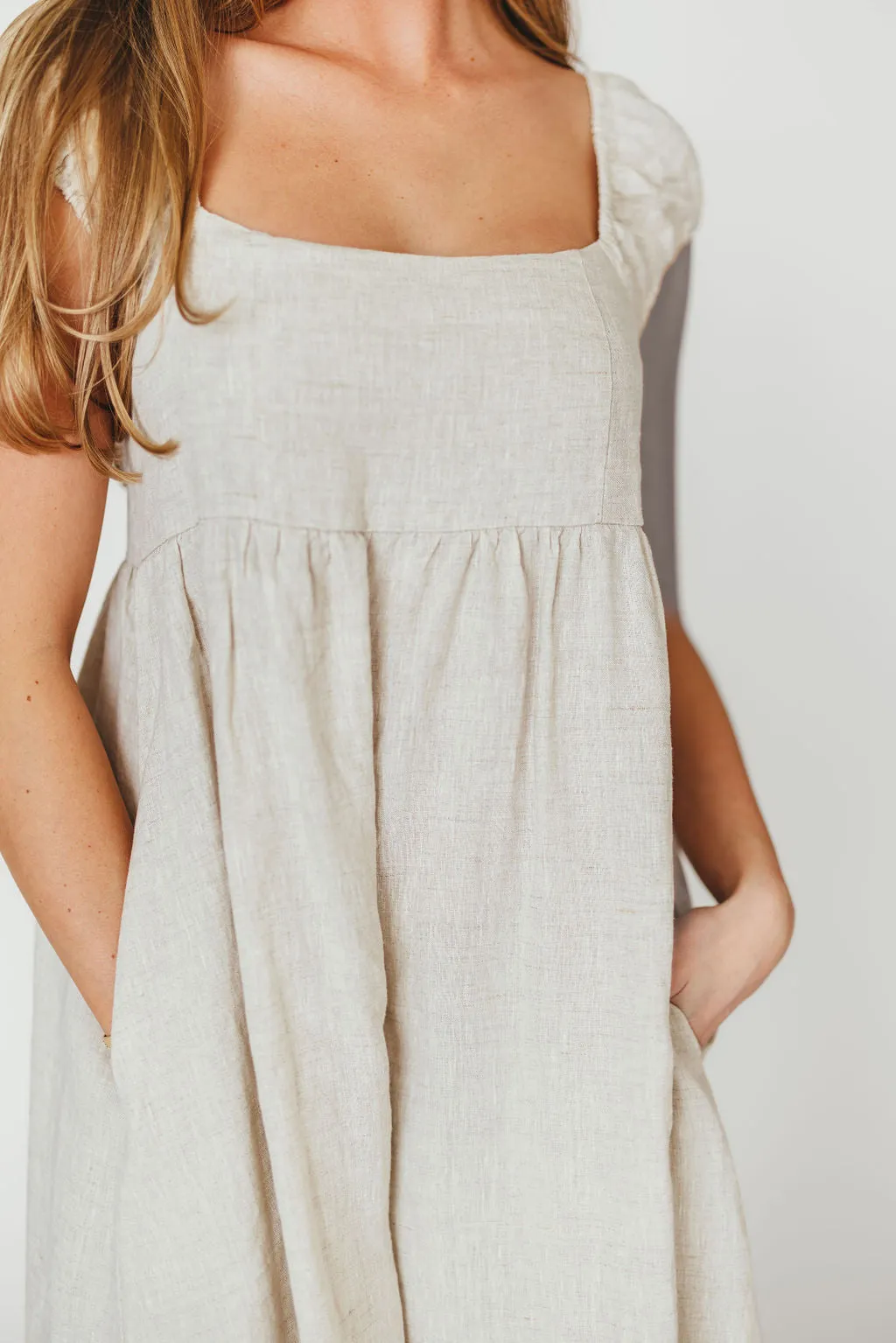 Novella 100% Linen Maxi Dress in Linen - Bump Friendly sold by Worth Collective