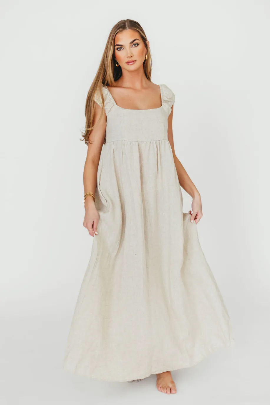 Novella 100% Linen Maxi Dress in Linen - Bump Friendly sold by Worth Collective product image thumbnail 3