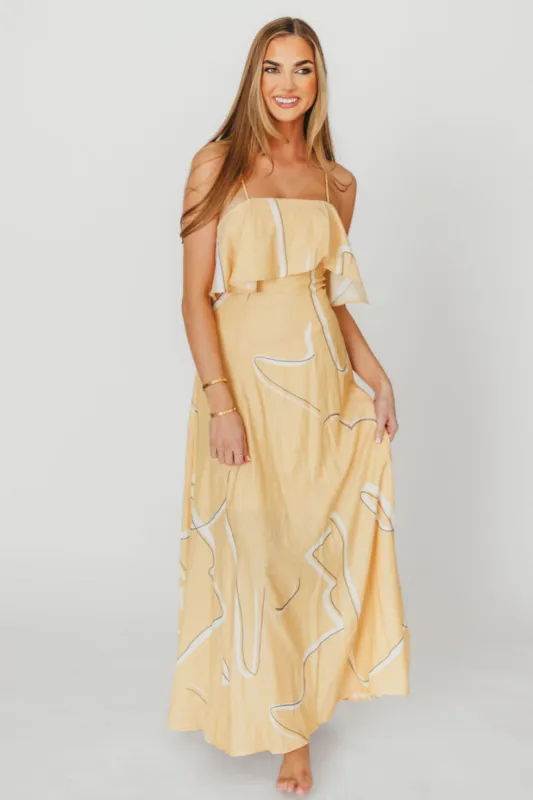 Lark Ruffle Detail Maxi Dress in Mango sold by Worth Collective