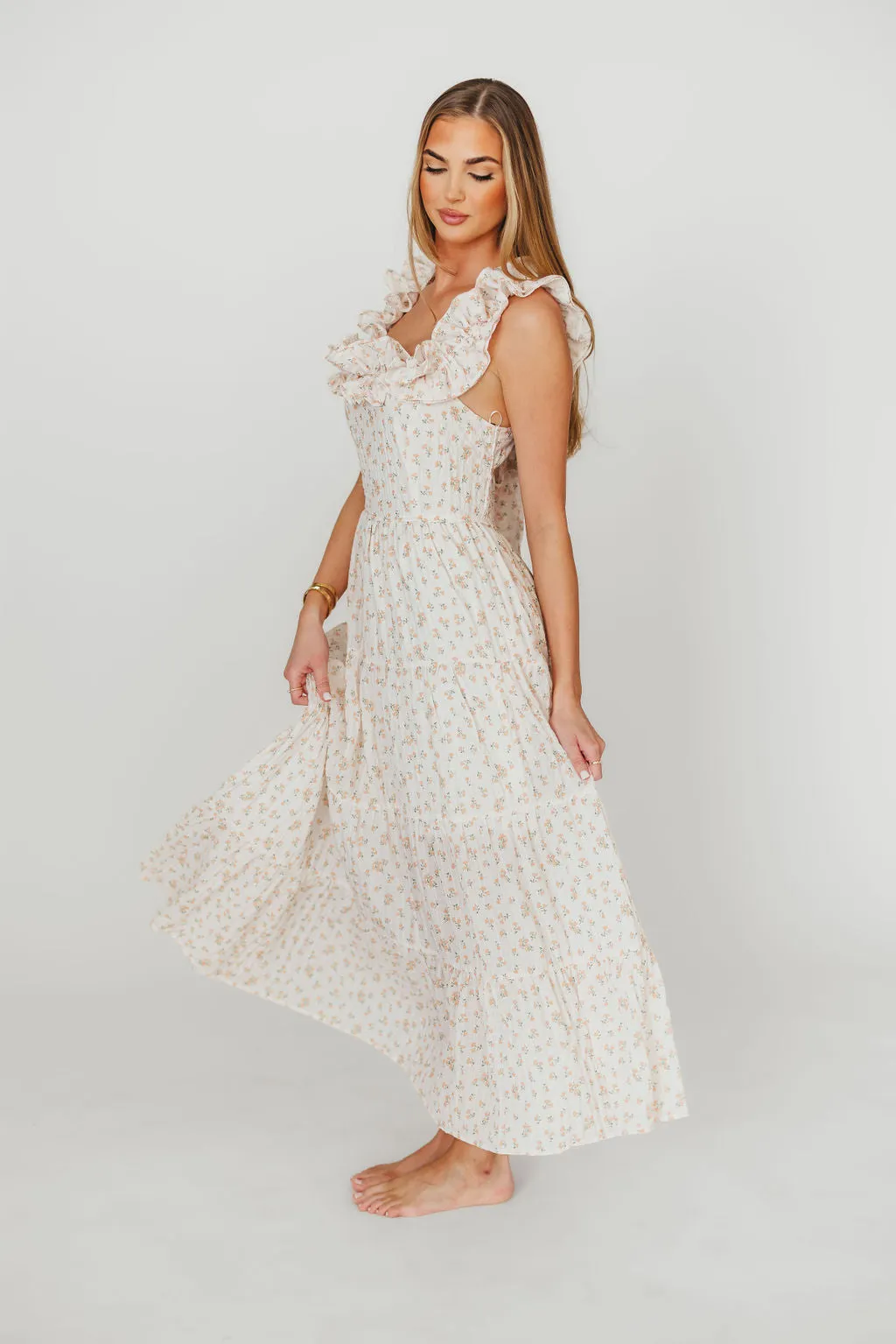 Margot Maxi Dress in Peach Floral sold by Worth Collective product image thumbnail 4