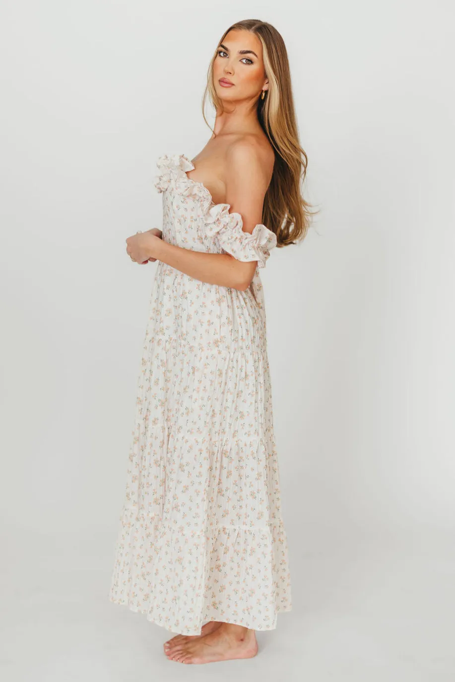 Margot Maxi Dress in Peach Floral sold by Worth Collective product image thumbnail 5