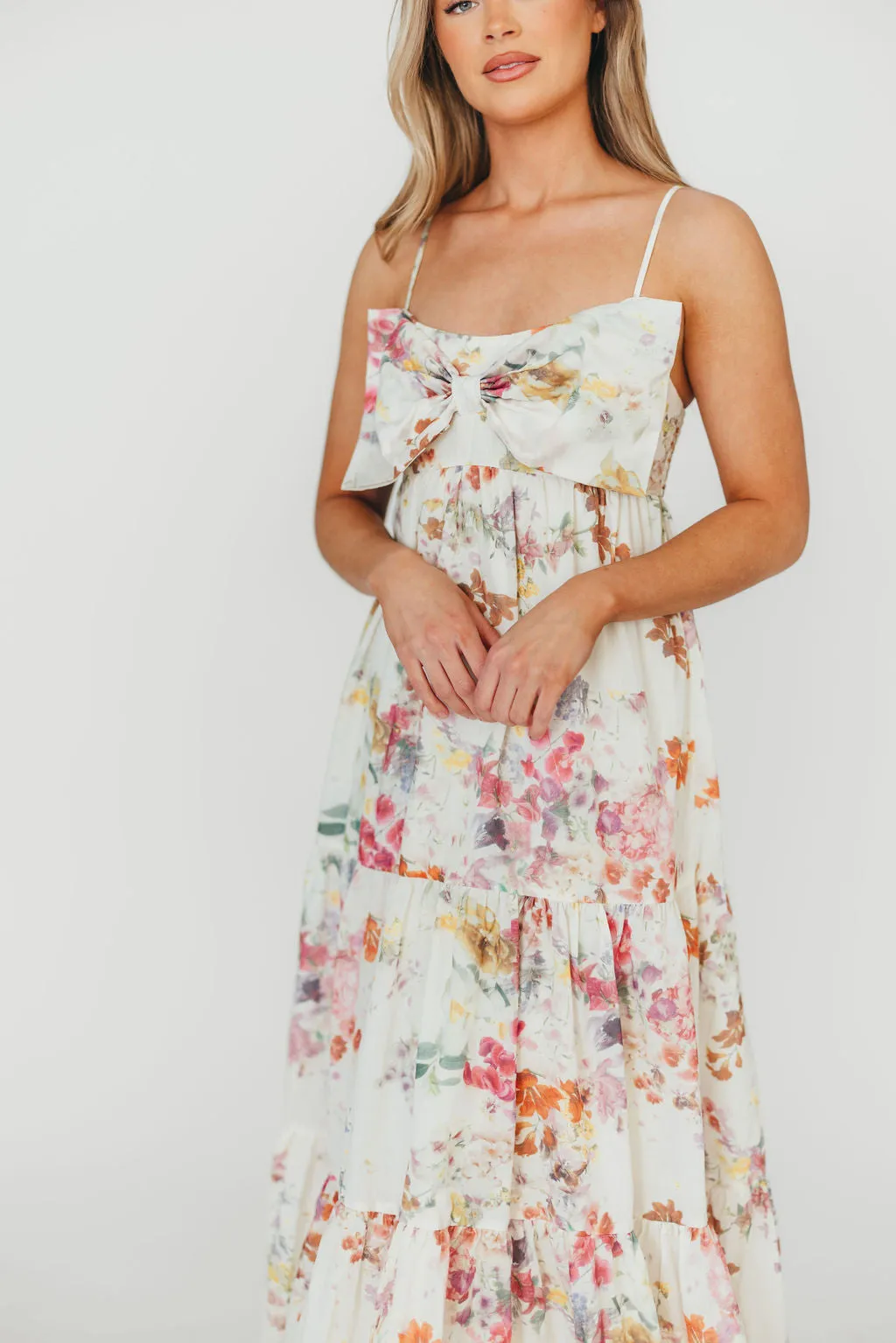 Cecile Bow Front Maxi Dress in Cream/Multi Floral sold by Worth Collective product image thumbnail 4