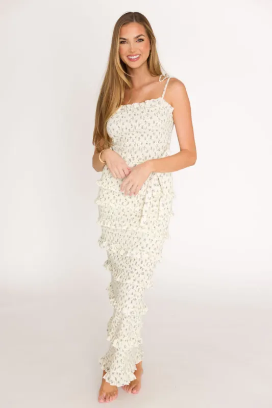 Harley Maxi Dress in Gray Floral - Bump Friendly *Final-Sale* sold by Worth Collective
