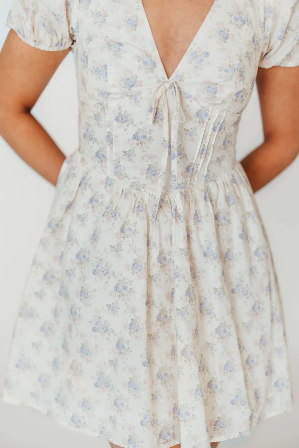 Veronica Mini Dress in Cream/Lilac Floral sold by Worth Collective product image thumbnail 2