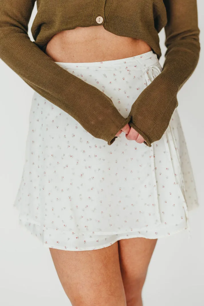 Flora Mini Wrap Skirt in Cream *Final-Sale* sold by Worth Collective