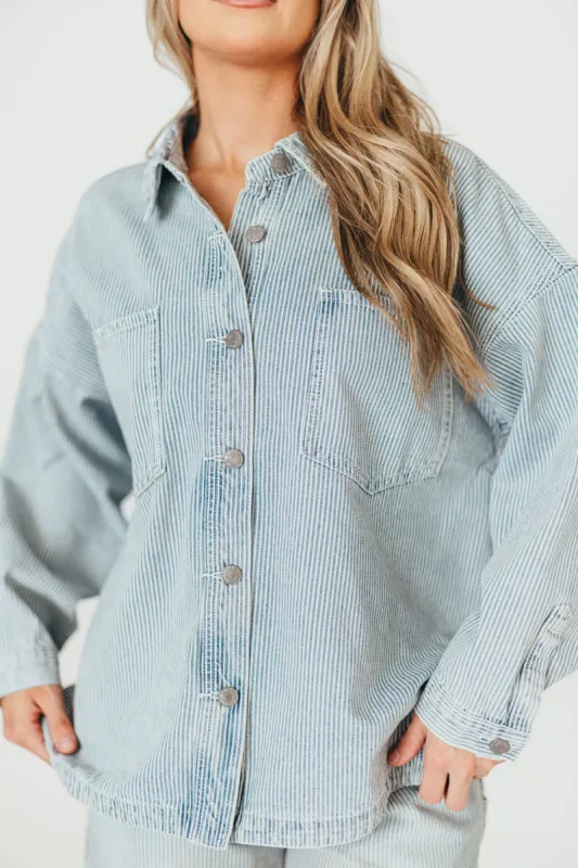 Macie Jean Jacket in Denim/White sold by Worth Collective