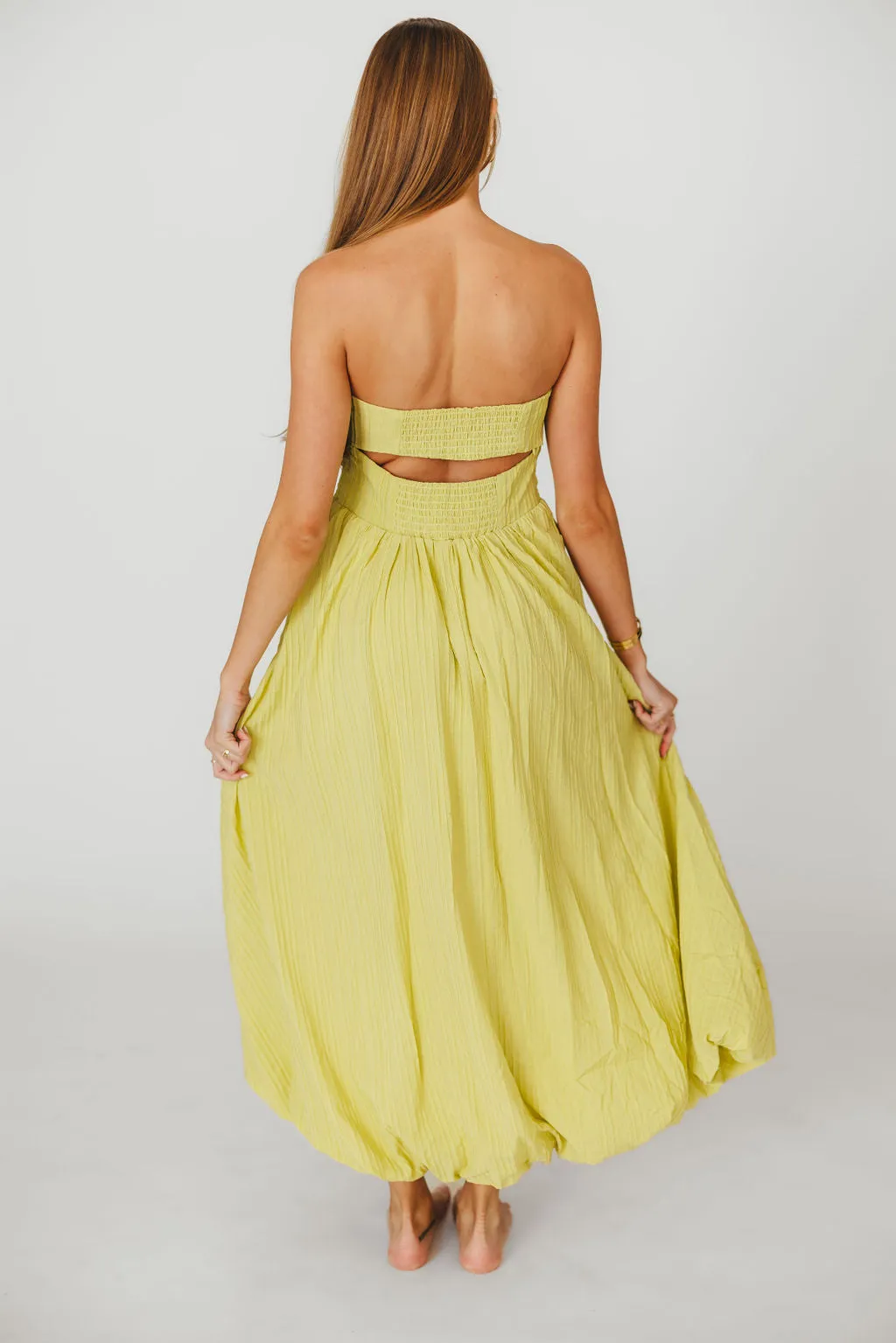 Trinity Strapless Maxi Dress in Celery sold by Worth Collective product image thumbnail 4
