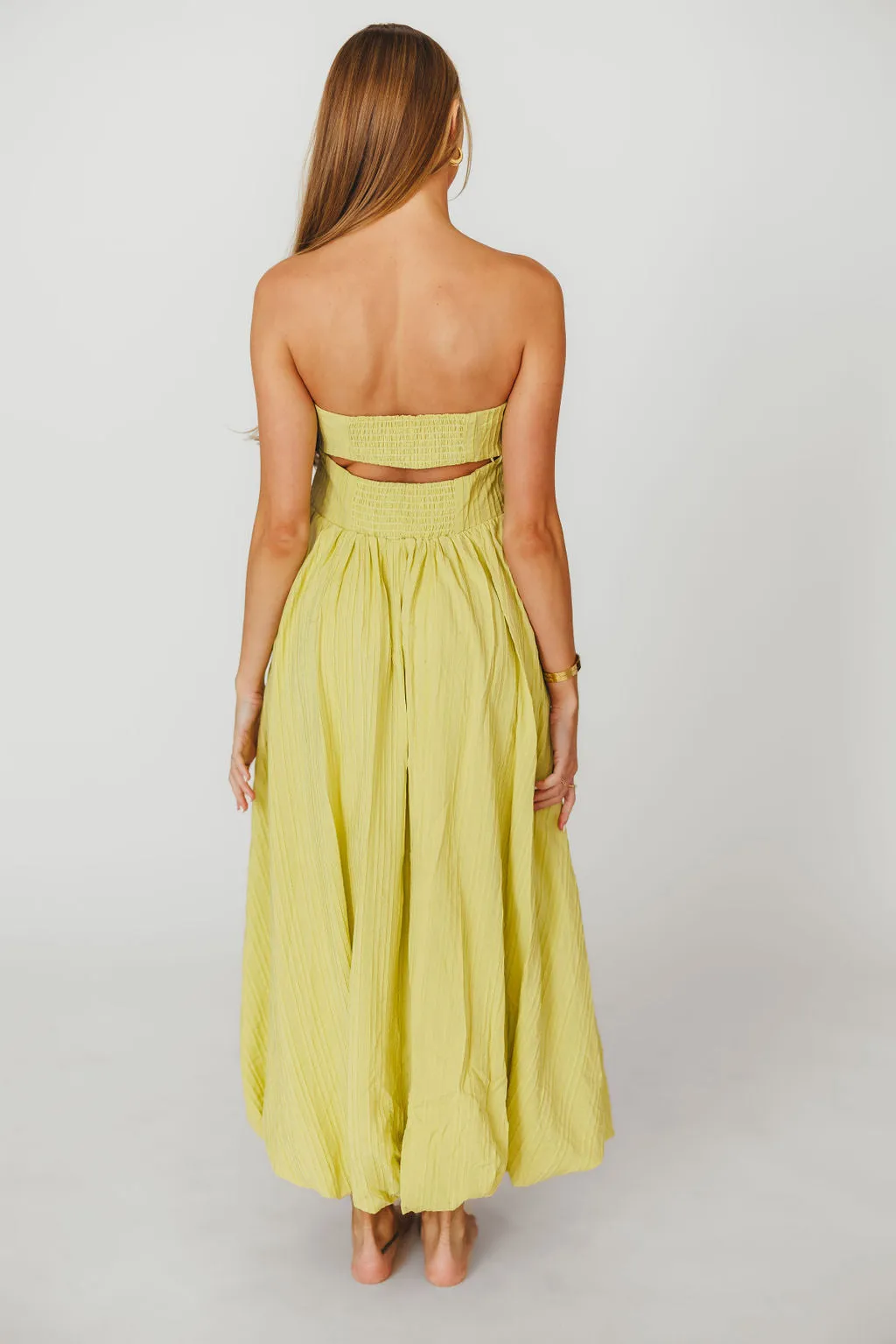 Trinity Strapless Maxi Dress in Celery sold by Worth Collective product image thumbnail 3