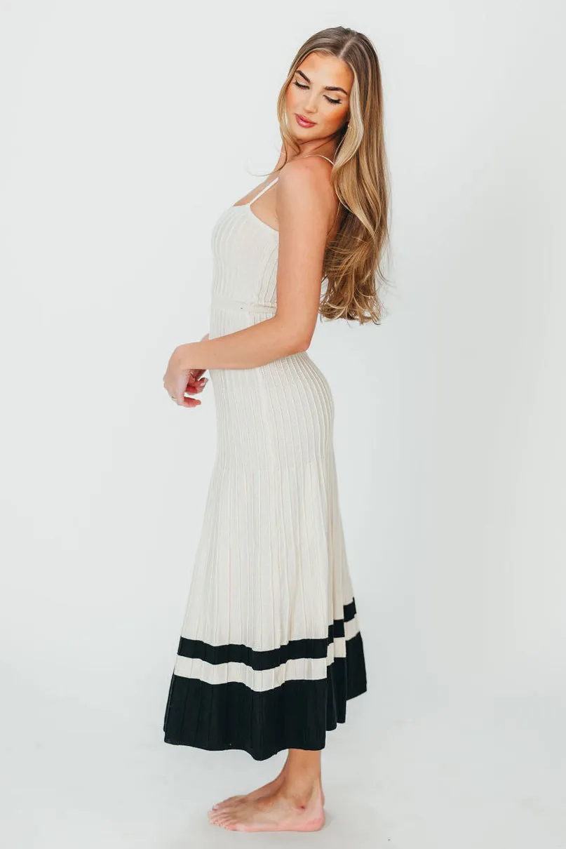 Kenzie Ribbed Dress in Ecru/Black sold by Worth Collective product image thumbnail 4