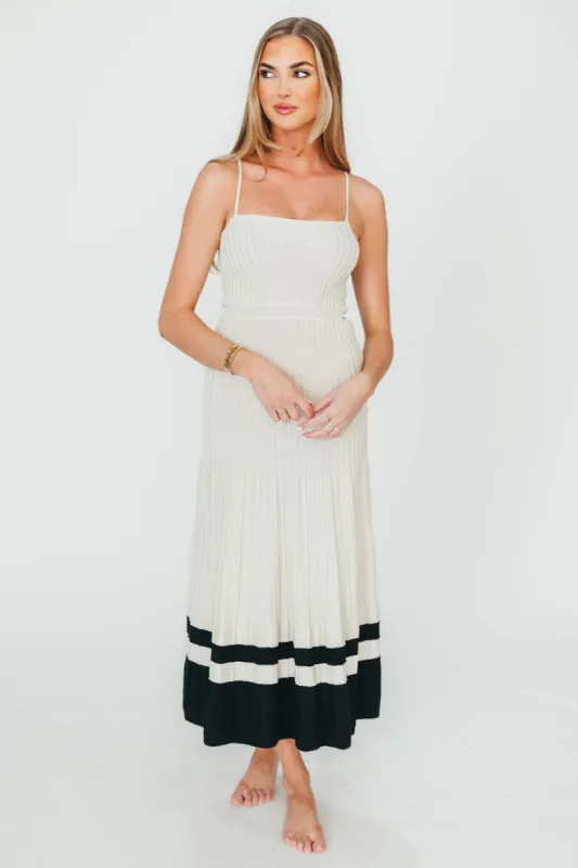 Kenzie Ribbed Dress in Ecru/Black sold by Worth Collective