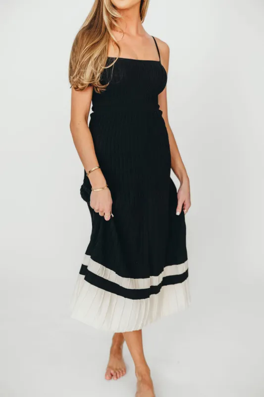 Kenzie Ribbed Knit Dress in Black/Ecru - Bump Friendly sold by Worth Collective