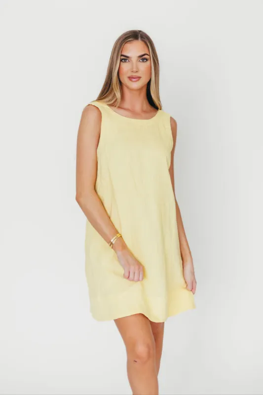 100% Linen Florence Mini Woven Dress in Pineapple sold by Worth Collective