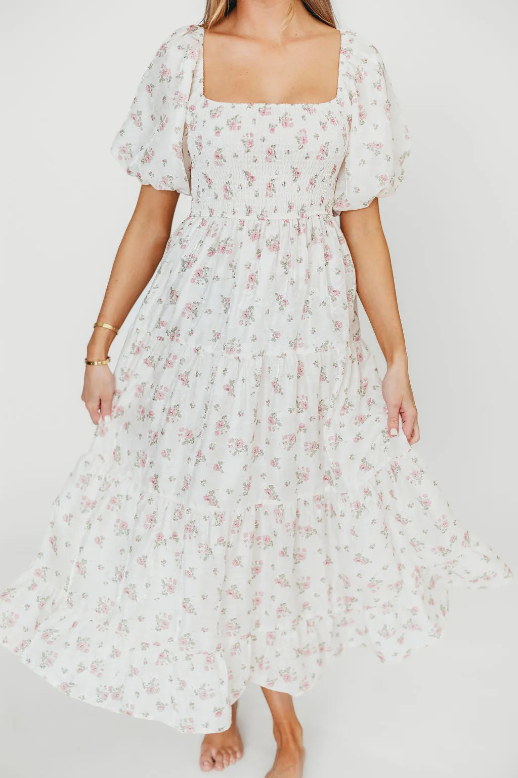 Mia Midi Dress in Ivory/Pink Floral sold by Worth Collective product image thumbnail 2