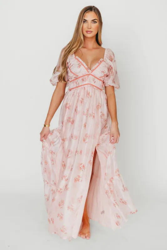 Sarah Maxi Dress in Pink Floral sold by Worth Collective