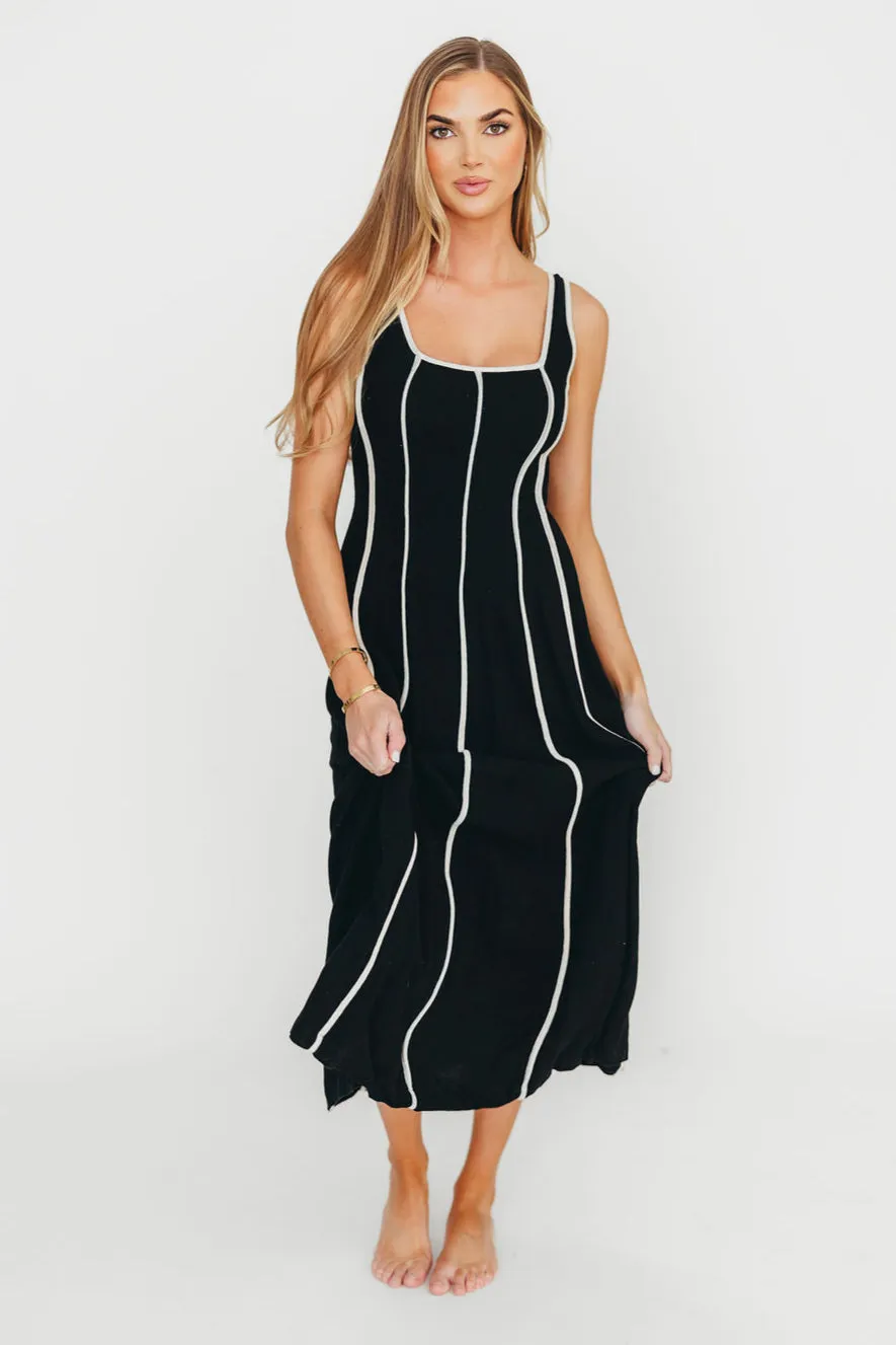 Liza Linen-Blend Midi Dress in Black sold by Worth Collective