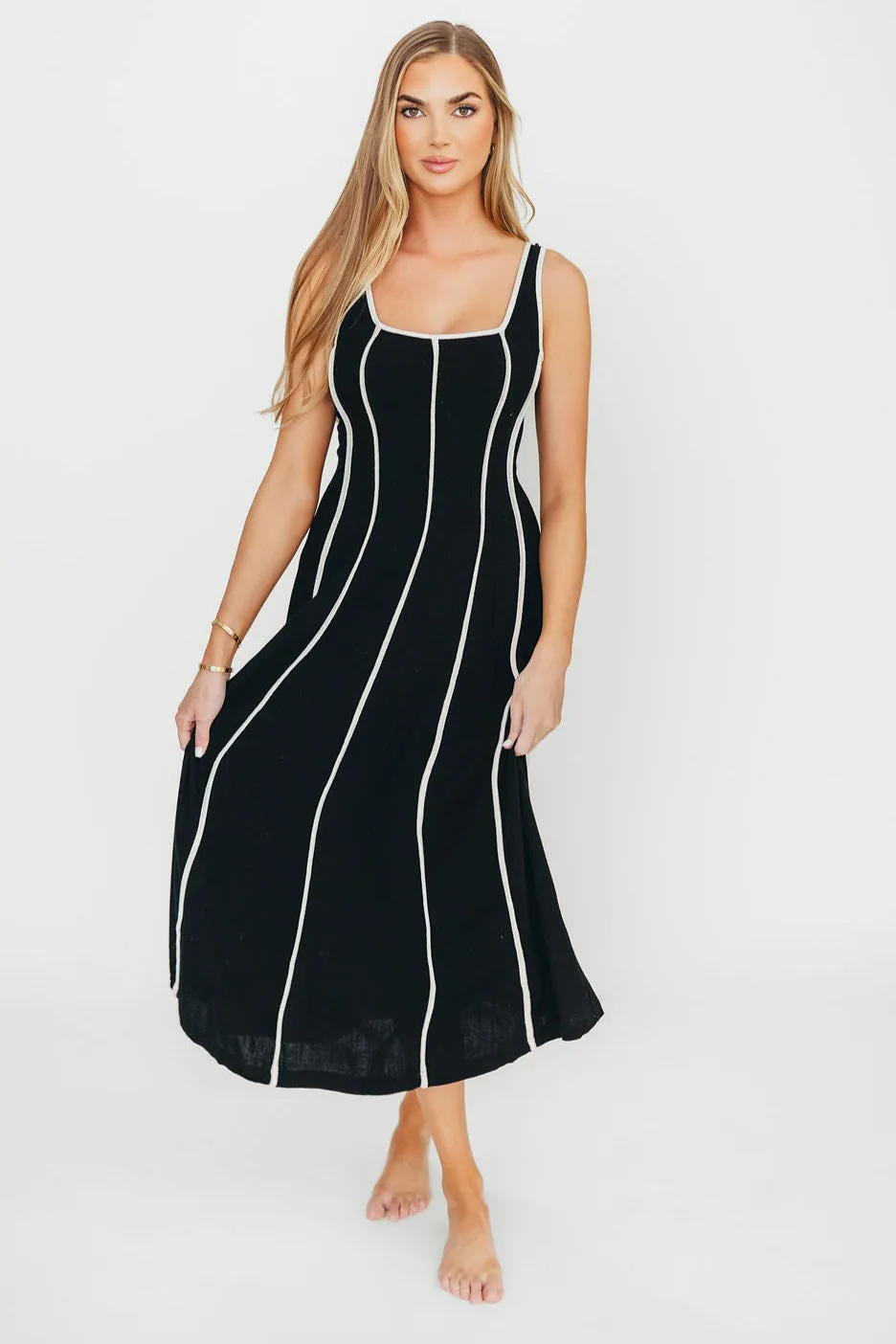 Liza Linen-Blend Midi Dress in Black sold by Worth Collective product image thumbnail 2