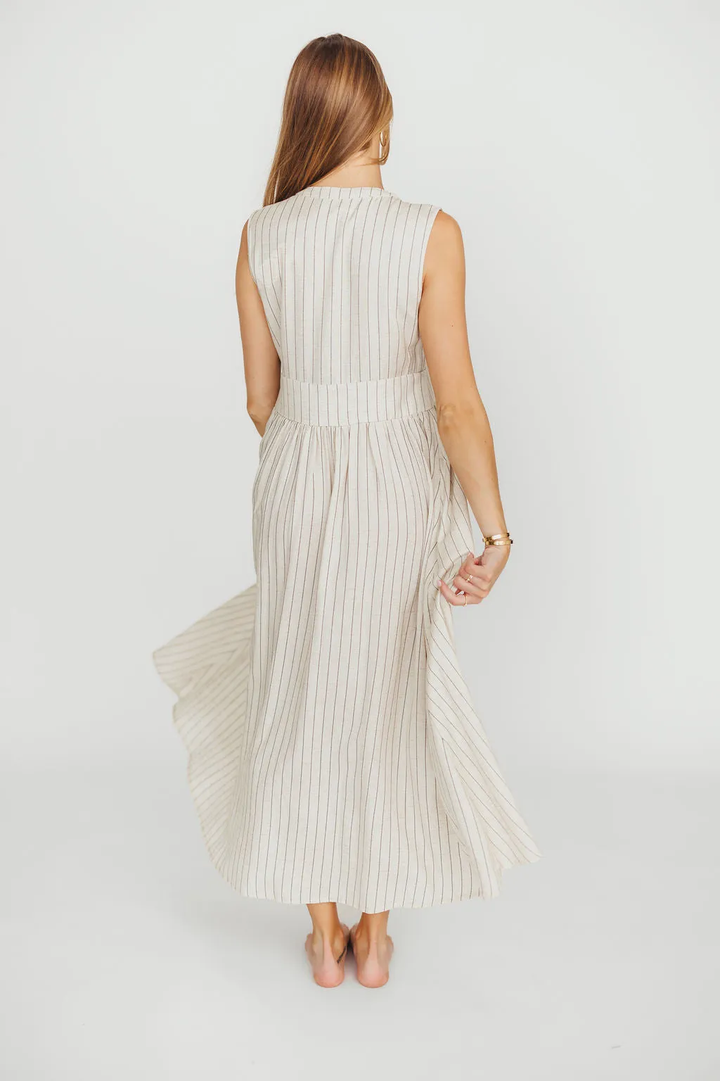 Pippy Button Down Maxi Dress in Natural/Black - Nursing Friendly sold by Worth Collective product image thumbnail 3